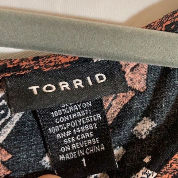 Torrid Black Tribal Style Blouse Shirt - Picture 3 of 4